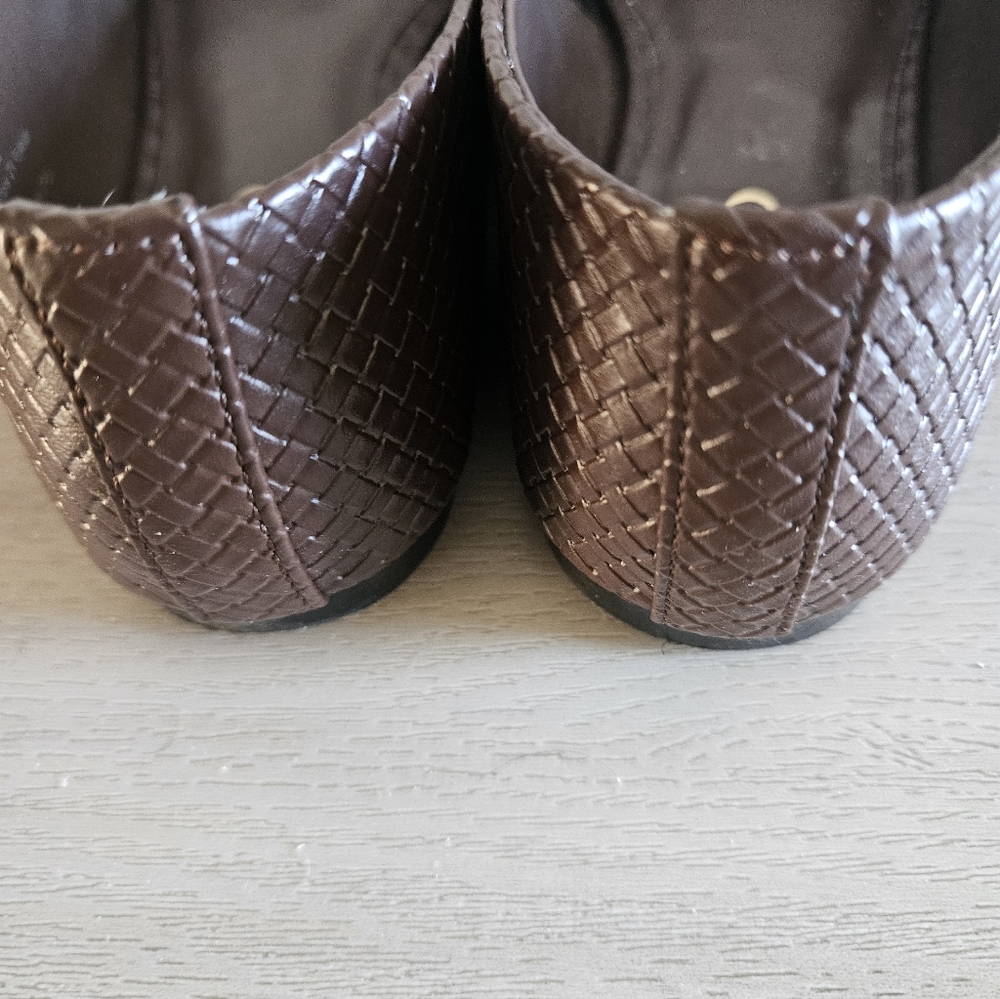 Aldo Brown Woven Semi Square Toe Flats Size 5.5 - Picture 4 of 7